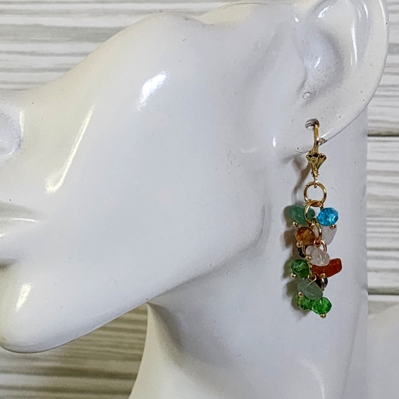 Gold with Natural and Crystal Stones Necklace Bracelet and Earrings Set - Picture 9 of 10